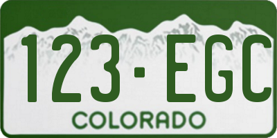 CO license plate 123EGC