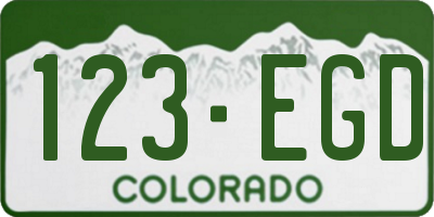 CO license plate 123EGD