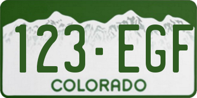CO license plate 123EGF