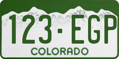 CO license plate 123EGP