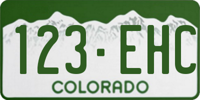 CO license plate 123EHC