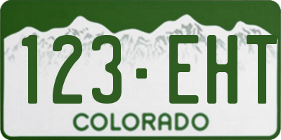 CO license plate 123EHT