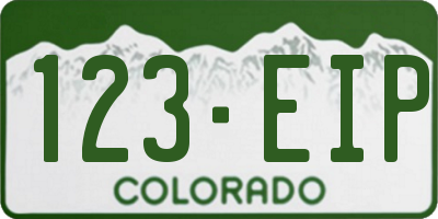 CO license plate 123EIP