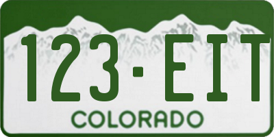 CO license plate 123EIT