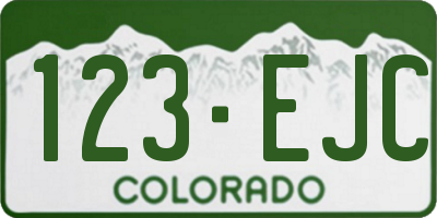 CO license plate 123EJC