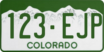 CO license plate 123EJP
