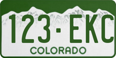 CO license plate 123EKC