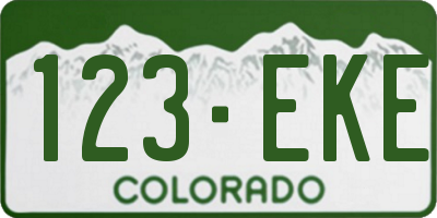 CO license plate 123EKE