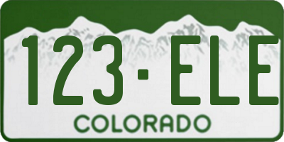 CO license plate 123ELE