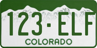 CO license plate 123ELF