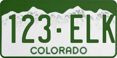 CO license plate 123ELK