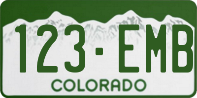 CO license plate 123EMB