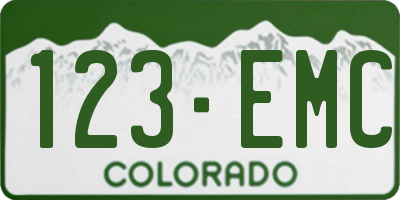 CO license plate 123EMC