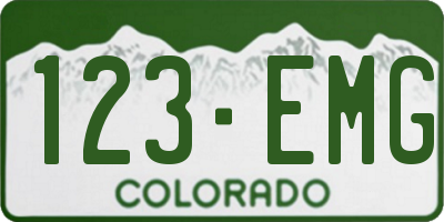 CO license plate 123EMG
