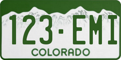 CO license plate 123EMI