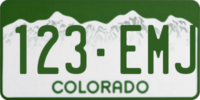 CO license plate 123EMJ