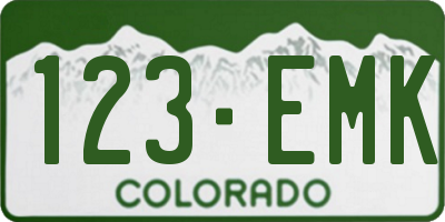 CO license plate 123EMK