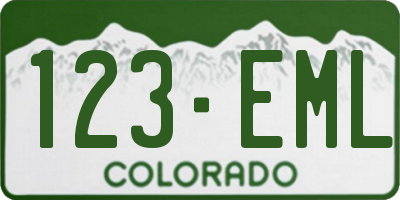 CO license plate 123EML