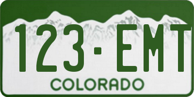 CO license plate 123EMT