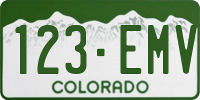 CO license plate 123EMV