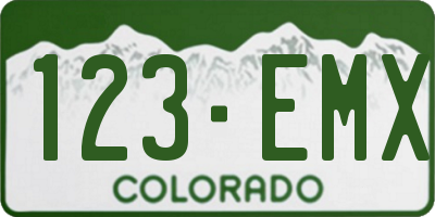 CO license plate 123EMX