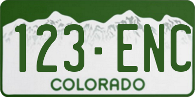 CO license plate 123ENC