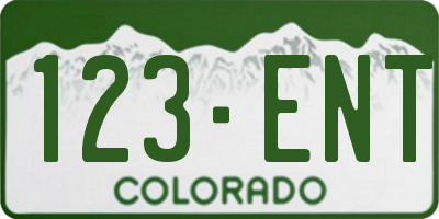 CO license plate 123ENT