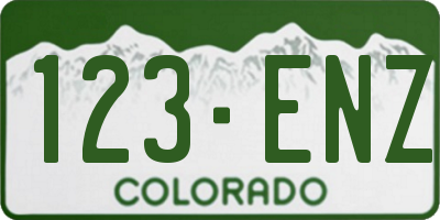 CO license plate 123ENZ