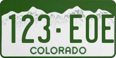 CO license plate 123EOE