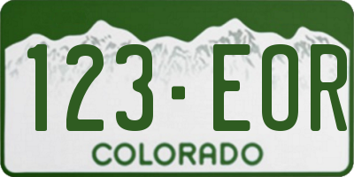 CO license plate 123EOR