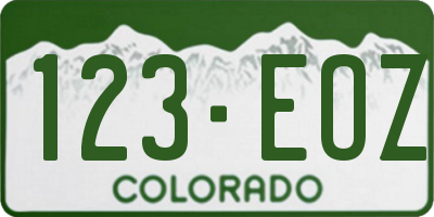 CO license plate 123EOZ