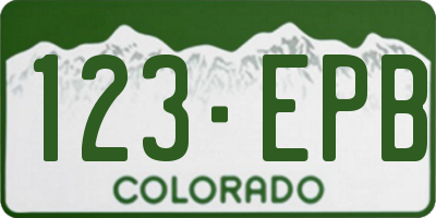 CO license plate 123EPB