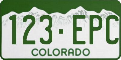 CO license plate 123EPC