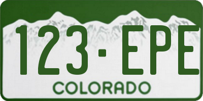 CO license plate 123EPE