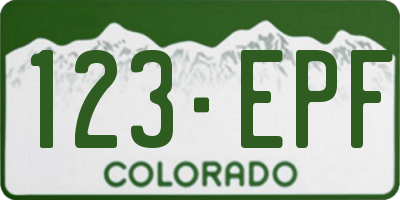 CO license plate 123EPF