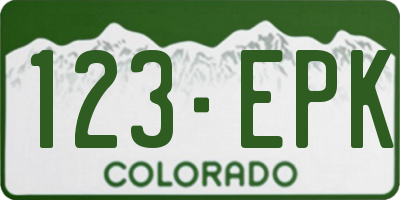 CO license plate 123EPK