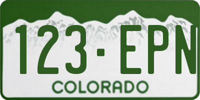 CO license plate 123EPN