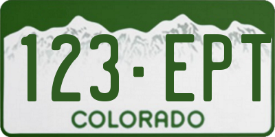 CO license plate 123EPT