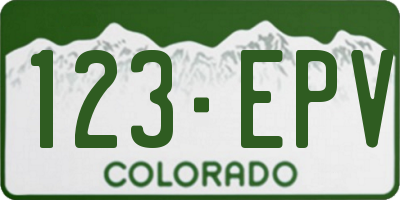 CO license plate 123EPV