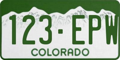 CO license plate 123EPW