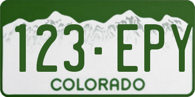 CO license plate 123EPY