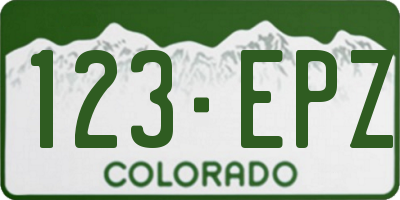 CO license plate 123EPZ