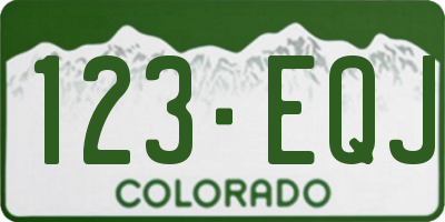 CO license plate 123EQJ