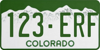 CO license plate 123ERF