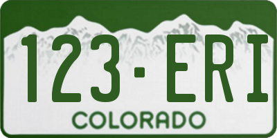 CO license plate 123ERI