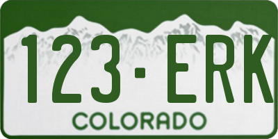 CO license plate 123ERK