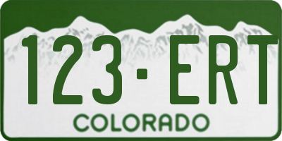 CO license plate 123ERT