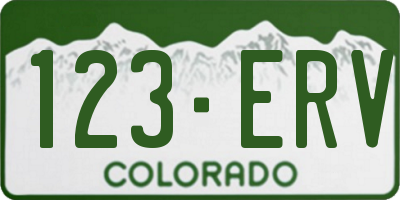 CO license plate 123ERV