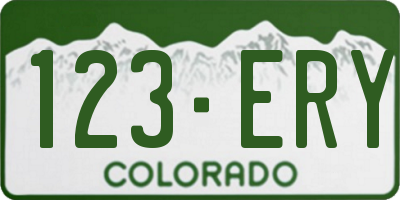 CO license plate 123ERY