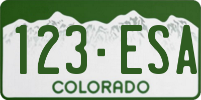 CO license plate 123ESA